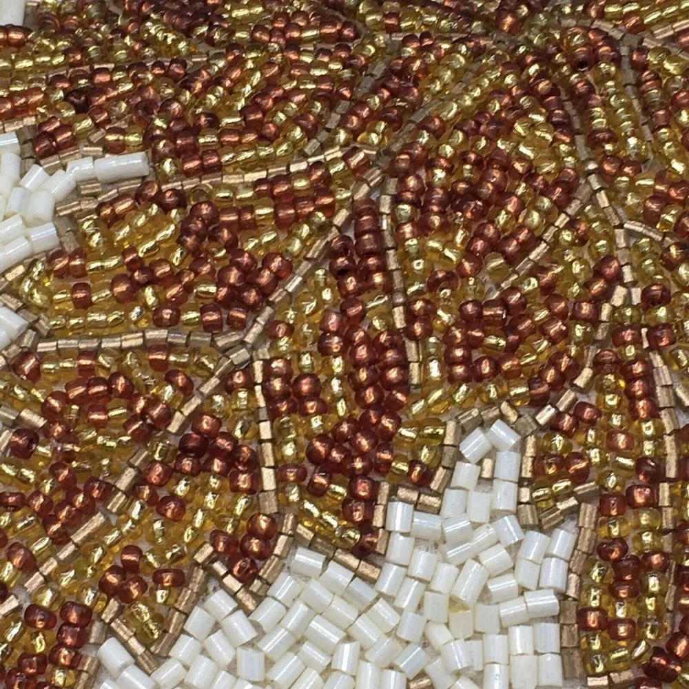 Gilded Maple Fall Leaves Beaded Decor Pillow Red Blue Orange Thanksgiving 12x20